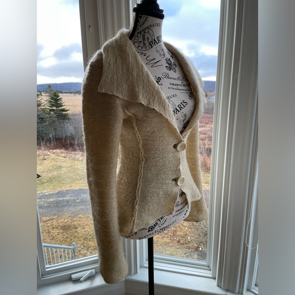 Mohair Cream Button-Up Cardigan